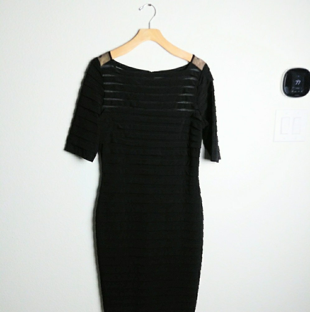 Adrianna Papell Tiered Black Dress SZ 10